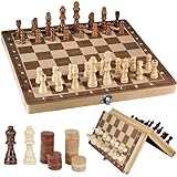 34cm Schachspiel Magnetisch Holz,Backgammon,3 in 1 Schachspiel Holz Hochwertig,Schachbrett Holz Hochwertig,Schach,Tavla Türkisch Holz,Schachspiel Klappbar für Kinder Erwachsene Party Reisen