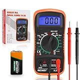 Digital Multimeter Voltmeter Batterietester Spannungsprüfer Durchgangsprüfer Ohm Volt Ampere Messgerät AC/DC Spannung Strom Widerstand Diode Transistor, Großes LCD Anzeige und Hintergrundlicht