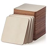 Unlackierte Holzstücke, 7,6 x 7,6 cm, Holzquadrate aus Holz, ausgeschnittene Fliesen, rustikales Bastelholz für Heimdekoration, Bastelbedarf, 80 Stück