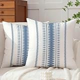 Avalune Kissenbezug 50x50 Herbst Navy Blau Kissen Sofakissen Samt Kissenhülle Boho Kissenbezüge Modern Minimalistisch Dekorative Kopfkissenbezug für Sofa Wohnzimmer Schlafzimmer Bett Deko 2er Set