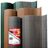 Floordirekt Sichtschutz Zaun Garten 180cm hoch x 300 cm lang Windschutz Terrasse & Balkon Lamellen Sichtschutzmatten aus PVC Gartensichtschutz Zaun Grün
