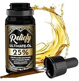 Reliefy Hanföl Ultimate Öl 2500 mg – 25% Extra Stark Hanf Tropfen | Hochwirksame 250 Hanftropfen | Omega 3-6-9, Vegan - 10 ml