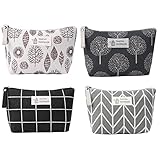Aucuu Kosmetiktasche Segeltuch, 4 Stück Kleine Kosmetiktasche, Reise Kosmetiktasche, Tragbare Kulturbeutel, Multifunktionale Makeup Tasche mit Reißverschluss, Kosmetikzubehör-Organizer, Mehrfarbig