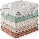 Susurration Mulltücher Baby Spucktücher,5er-Pack 100% Baumwolle Spucktücher Baby für Jungen und Mädchen, Weich, Atmungsaktiv und Extrem Saugfähig Musselin Tuch für Baby 60x60cm (BraunGrün)