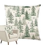 Generisch Weihnachtsbaum Zierkissen Bezüge,Festliche Dekoration Kissenhülle | 45x45 cm Dekorativ für Wohnzimmer Café Studentenzimmer Partywohnung