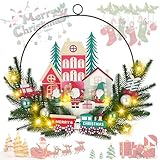 Türkranz Weihnachten 30cm, Weihnachtskranz mit 30 LEDs, Batteriebetrieben, Weihnachtskranz Haustür, Türdeko Weihnachten Türkranz Weihnachten Beleuchtet für Wand, Haustür, Fenster, Kamin (Rot)