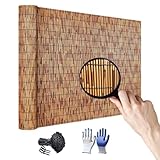 Natürlicher Bambus-Sichtschutz für Balkon, Garten, dekorativer Zaun, wetterfest, Schilfrohrmatte, 100160 cm, Höhenoptionen, vielseitige Trennwand für den Außenbereich (140 cm x 1000 cm)