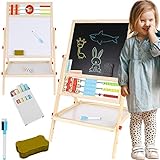 KRUZZEL Klapptafel für Kinder mit Kreide und Magnet ab 3 Jahren aus Holz - Tafel und Whiteboard - mit praktischem Aufbewahrungsfach für Zubehör - Lernspielzeug mit Abakus 22472