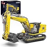 Mould King Technik Bagger, APP Ferngesteuert Motorisierter Raupenbagger Modell, High-Tech Motorisierter LKW-Modell Klemmbausteine Bauset für Jungen und Mädchen ab 14 Jahren