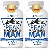PEAK Maximum MAN Kapseln ORIGINAL von ZENICAPS 2er Pack - Für aktive Männer – mit Zink für den Testosteronspiegel* - mit L-Arginin, Tribulus Terrestris, Maca, Ashwaganda - 120 Kapseln