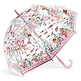DJEC0 Kinder-Regenschirm Meerjungfrau | transparent sicher flexibel | Ø 70 cm mit rosa Griff und Schutzsystem für manuelles Öffnen | ideal für kleine Kinder