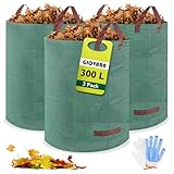 Gartenabfallsacke GIOVARA 3 x 300 l Gartensack Laubsack, Gartenabfallsack stabil, Abfallsäcke für Gartenabfall wasserdicht, groß, mit Griffen, und faltbar für die Laubaufbereitung im Garten