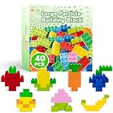 Mirthben 40 Stück Große Bausteine Set, 2 Formen und 8 Farben Bauklötze, Kompatibel mit Duplo Steine und Allen führenden Marke, Bunte Bauspielzeug für Kinder ab 3 Jahren