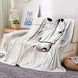 CCBUY Decke Sofa Kinder Flanell Fleece Decke Weiche Flauschige Mikrofaser Bedruckte Überwürfe DeckenWeißes Pferd 150x180cm