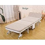 FZYE Faltbares Bettlaken, einfaches Bett, Büro, Hartfaserbett, März, Escort, Vierzig-Faltbett, Outdoor, Freizeit, Beige, 200 x 33 x 75 cm