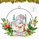 ITMNMNL Weihnachtskranz Weihnachtskranz Haustür,Weihnachten Türkranz,Weihnachtskranz Tür,Weihnachtskranz mit Beleuchtung,Türkranz Weihnachten Weihnachtsdeko Türkranz mit Reifen - Holz- 35cm