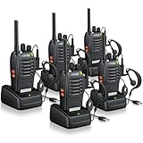 eSynic Walkie Talkie Lizenzfrei PMR446 16 Kanäle Funkgeräte Wiederaufladbarer VOX Radio PMR 0,5 W Funkempfang 16 Kanäle Sprechfunkgerät Mit USB-Ladestation und Headset (5 Stück)