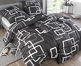 Kuscheli® Bettwäsche 135x200 4teilig - Bettwäsche-Sets mit je 2X Bettbezug 135 x 200 & Kissenbezug 80x80 - ÖkoTex Zertifiziert & für Allergiker geeignet - Karo grau