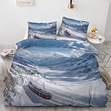 SK-YBB Bettwäsche 220x240 Schneeberg Bettbezüge Bettwaren mit 2 Kissenbezug Natürliche Landschaft Bettwäsche-Set Bedding Mit 2 Kissenbezug Weiche Mikrofaser