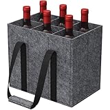 Lifewit Flaschentasche 6 Flaschen, Stabil Filz Flaschenträger mit Griff, Faltbare Flaschenkorb Wohnmobil für Wein, Getränke, Weinflaschen, Bottle, Grau, 30 x 20 x 26cm, 1 Stück