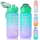 SUPPRUI Kinder Trinkflasche Auslaufsicher Wasserflasche 600ml, Trinkflasche mit Zeitmarkierungen Schule und Sport Flasche Tritan Wasserflasche BPA frei mit 1-Klick Verschluss