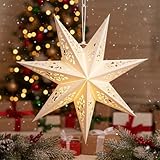 BESPORTBLE Papierstern Lampenschirm Aushöhlen Sterne Papier Weiß Faltsterne 45cm Hängeleuchtenschirm Hochzeit Geburtstag Weihnachten Party Festival Hängende Weihnachtsdekoration Stil B