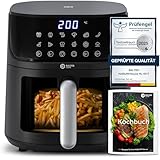 Balter Heißluftfritteuse Airfryer, 5,5 L, Friteuse Heissluftfritteuse XXL mit Sichtfenster, 12 Programme, all-in-1 Air Fryer, inkl. 100 Rezepte, HL-551T