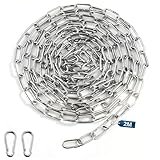 msymsyu Metallkette 2m Edelstahlkette Meterware 2mm Stahlkette Gliederkette 1 Stück MetallKetten Edelstahlkette für Wäschekette Hundekette Schaukeln Hängesessel Schwenkkette