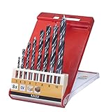 kwb CV Holzbohrer-Set - Holz-Spiralbohrer für Hartholz und Weichholz, 8-teilig, Ø 3-10 mm
