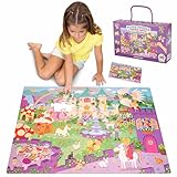 BONNYCO XXL Puzzle Kinder Fantasy-Schloss mit 48 Große Teile. Bodenpuzzle XXL 92 x 62 cm als Geschenke für Kinder. Puzzel Lernspielzeug für Mädchen und Jungs 2-8 Jahre