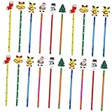 BESPORTBLE 25Stücke Weihnachts Holzstifte für Tragbare Bleistifte mit Lustigen Motiven für Schüler Weihnachtsgeschenk und Schreibutensil Zufälliger Stil