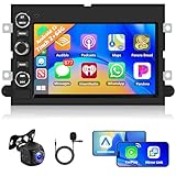 Podofo [2+64G] Car Stereo for Ford F150 F250 F350 F500 Fusion Taurus Freesatr MKX Mark LT, CarPlay & Android Auto 7' Bluetooth Audio with GPS Navigation Mirror Link WiFi RDS Hi-Fi+AHD Rear Camera+MIC
