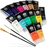 OfficeTree 14 x Acrylfarben Set je Tube 100 ml - Wasserbasis - Acrylfarbe Set für Steine - Acrylic Paint - 14 Farben in Tuben für Acrylmalerei, Bastler-/Künstlerbedarf