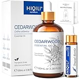 HIQILI Zedernholzöl 100ml, 100% Reines Ätherisches Zedernholzöl, Aromatherapieöl, Duftöl für Aroma Diffusor, Haut, Seifen, Haarwachstum