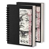 2 Stück A5 Skizzenbuch,100 g/m² Zeichenblöcke mit Spiralbindung-160 Blatt /320 Seiten-Skizzenbücher mit festem Einband-Professionnelle Zeichenbuch für Kinder & Erwachsene, Ideal für Skizzen