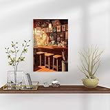 Verzauberter Ramen-Shop, Leinwand-Poster, Kunstdruck, japanischer Cartoon-Stil, Ramen-Shop, Wandkunst für Zuhause, Büro, Dekor