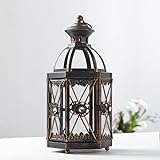 Dekorative Laternen, Vintage Metall Kerzenlaterne Schwarz Windlicht Laternen Deko Laterne Outdoor Wetterfest für Garten Balkon Patio