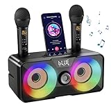Karaoke Maschine für Erwachsene Kinder mit 2 drahtlose Mikrofone, tragbare Bluetooth Singen PA-Lautsprechersystem mit LED-Leuchten für Home Party,Hochzeit,Kirche,Geburtstag Geschenke (K317)