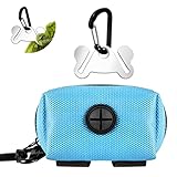 Okydoky Blau Hundekotbeutelspender, Kotbeutelspender für Hunde, Tragbares Gerät mit 1-Freisprecheinrichtung und Metallhalterung, Leinenspender für Hundekotbeutel,(BU+1).DE