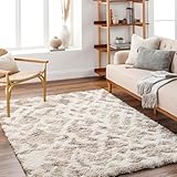 Livabliss Sarajevo Shaggy Berber Teppich - Flauschiger Teppich für Wohnzimmer, Esszimmer, Schlafzimmer, Langflor Hochflor Teppich flauschig - Teppich groß 160x220 cm, Wohnzimmerteppich in Beige, Weiß
