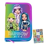 Goldkids Federmappe Federmäppchen Federtasche Schüleretui Stiftetasche Schlamper-Etui Schul-Etui ohne Inhalt Rainbow High Silver Style Motiv inkl Hausaufgabenheft