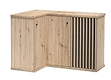 Jarstol Eckkommode mit Lamellen - CALI C-12 Artisan - platzsparend, 123×82×86 cm - 2 Einlegeböden, Metallfüße - Wohnzimmer