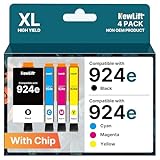 NewLift 924e Multipack 924 Patronen XL mit Chips Kompatibel für HP 924 Patronen Multipack 924XL für HP OfficeJet 8130 8120 8132 8122 8123 8125 8128 8133 8134 8135 Druckerpatronen (4-Pack,B/C/M/Y)