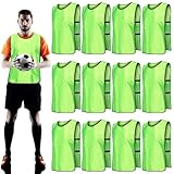 12 Stück Fußball Leibchen für Erwachsene, Fußball Trainingsweste, Sport Training Lätzchen, Fussballtraining Leibchen, Westen fürs Teamtraining, Fussballtraining Zubehör, Höhe:175cm Oder Mehr (Grün)