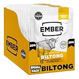 Ember Snacks - Biltong Beef Jerky (25g x 10 Original) Proteinreich, kalorienarm. Fettarmer, Snack für unterwegs - hergestellt aus britischem und irischem Rindfleisch - Verpackung kann variieren