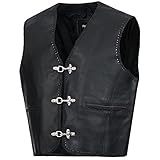 PAULGOS Lederweste Weste Kutte Leder Biker Rocker Motorrad Clubweste Bikerweste Motorradweste Schwarz BW1 (XL, Schwarz)