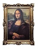 Made in Italy Mona Lisa Bild mit Barock Rahmen Wandbild von Leonardo da Vinci 70x90cm Kunstdrucke Gemälde Retro Repro Antik für Home Büro Praxis Café 58B