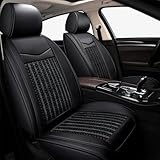 DISDADA Universal AutositzbezüGe Leder, Sitzbezug Auto Vordersitze 2er Set, Atmungsaktive Gewebte Eisseide Auto SitzbezüGe, Geeignet für Autos SUV Pickups（Schwarzes）