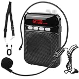 2400mAh Sprachverstärker Tragbarer, Wiederaufladbares Mini Stimmverstärker, MP3/TF/USB Player, FM-Radio Aufnahmefunktion mit Mikrofon Headset und Bund für Lehrer Führungen Veranstaltungen