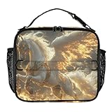 Isolierte Lunchbox, weißes Pferd, fliegt im Licht, wiederverwendbare Lunchtasche für Büro, Arbeit, Picknick